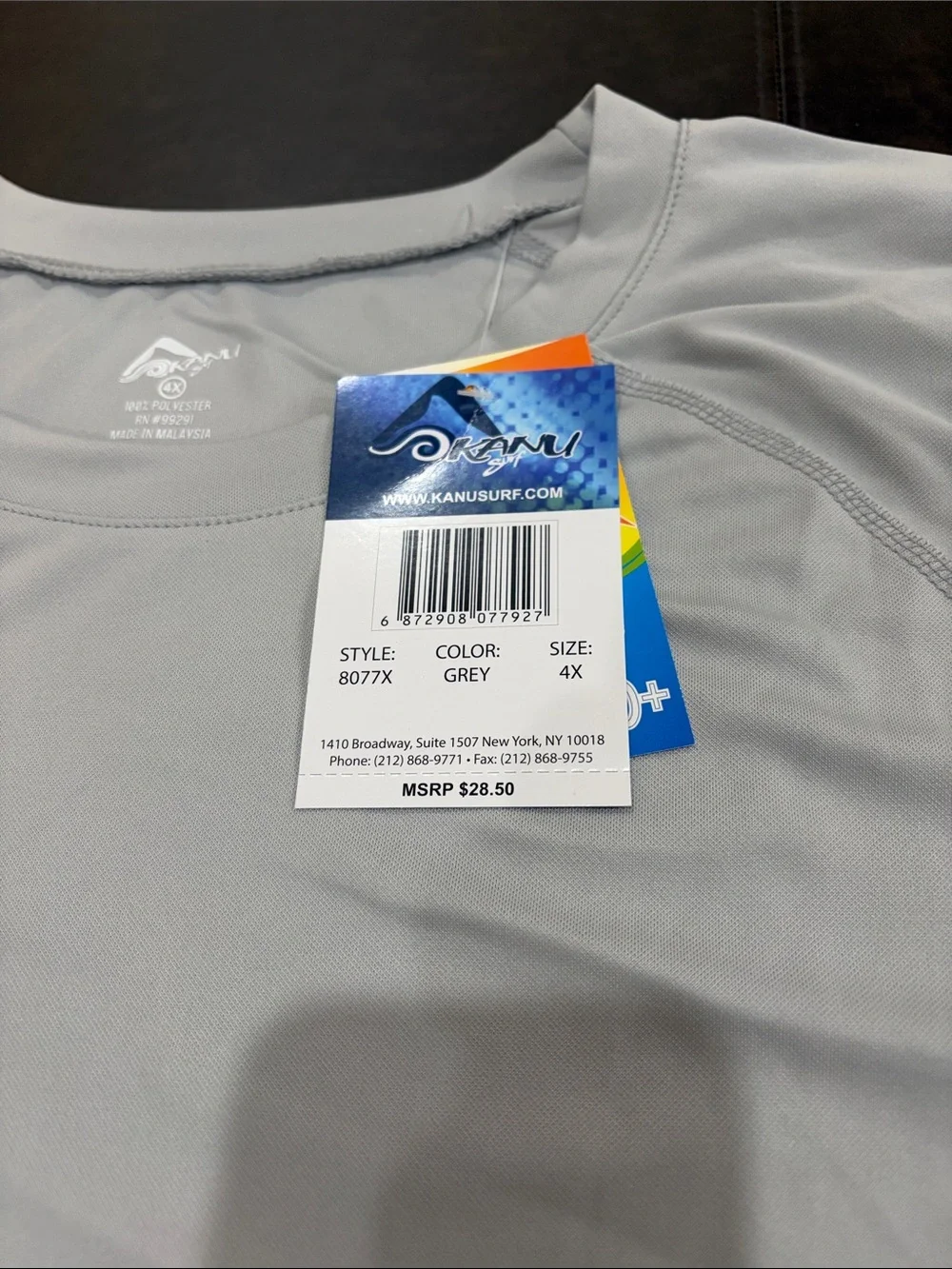 Kanu Surf Men's Short Sleeve Swim Rash Guard in Light Gray